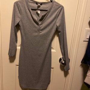 Grey Henley shirt dress